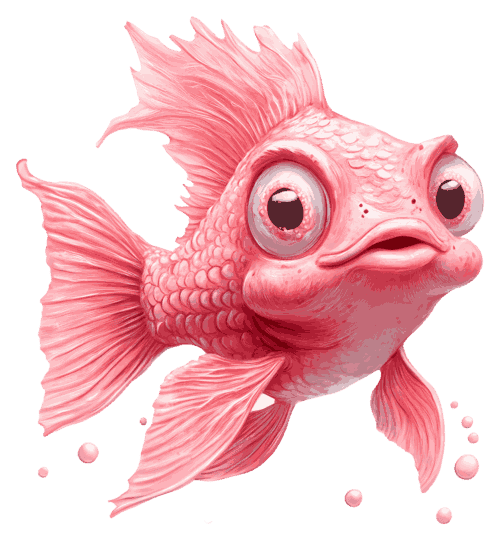 Bright pink legendary fish glowing under the ice